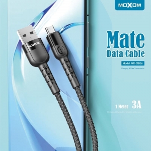 CABLE PHONE MOXOM DATA USB TO MICRO 3A FAST CHARGE BRAIDED 1000MM BLACK